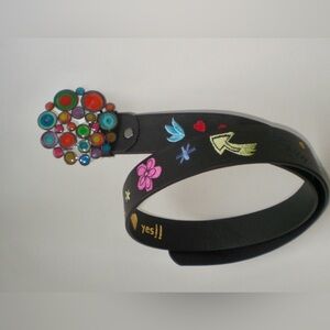 Desigual Black Belt with Colorful Embellishments